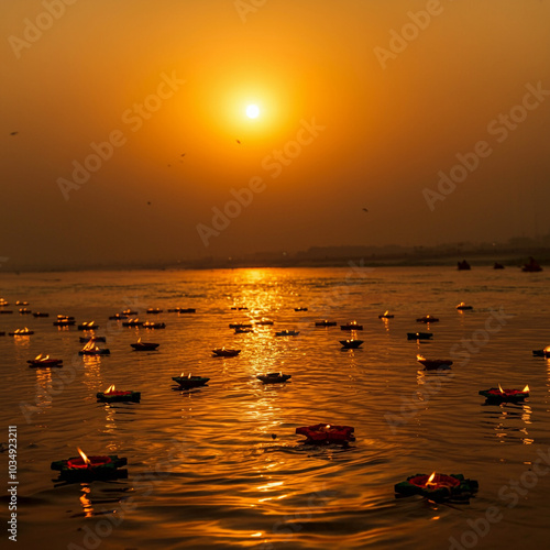 Wide shot of a river filled...