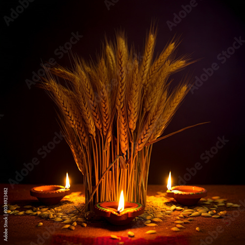 Wheat stalks set against a ...