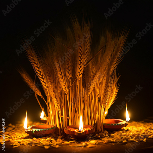 A cluster of wheat sheaves ...