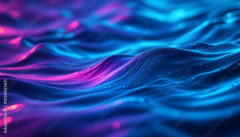 Dark blue abstract background with ultraviolet neon glow, blurry light lines, waves. Abstract blue and purple liquid wavy shapes futuristic banner Dark blue abstract background with ultraviolet neon glow, blurry light lines, waves. Abstract blue and purple liquid wavy shapes futuristic banner