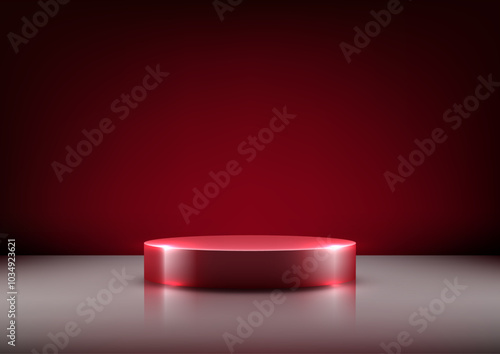 Modern 3D Red Circular Podi...