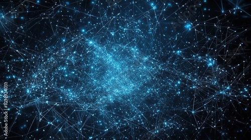 Abstract Blue Network of Stars and Connections