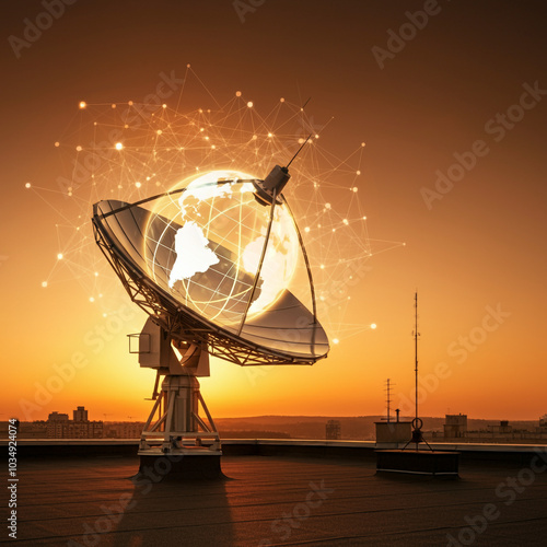 Large satellite dish agains...