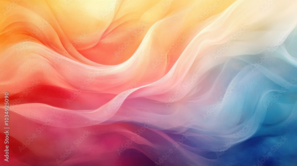 A colorful, abstract wave of soft hues blends smoothly from red to blue, creating a serene and fluid visual effect. A colorful, abstract wave of soft hues blends smoothly from red to blue, creating a serene and fluid visual effect.