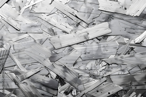 Abstract Texture of Overlapping Wooden Planks in Monochrome Shades