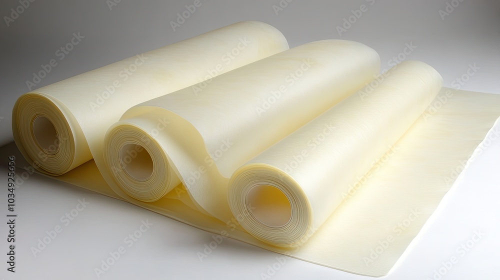 Minimalist shot of a roll of white wrapping paper laying across a ...
