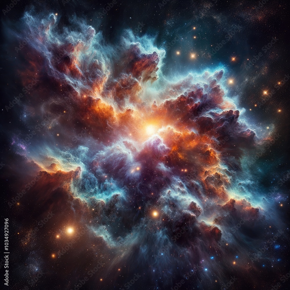 Cosmic Nebula: A Realistic Depiction of a Vast Celestial Scene with Vibrant Gas Clouds, Swirling Textures, and Radiant Stars Illuminating the Depths of Space Cosmic Nebula: A Realistic Depiction of a Vast Celestial Scene with Vibrant Gas Clouds, Swirling Textures, and Radiant Stars Illuminating the Depths of Space