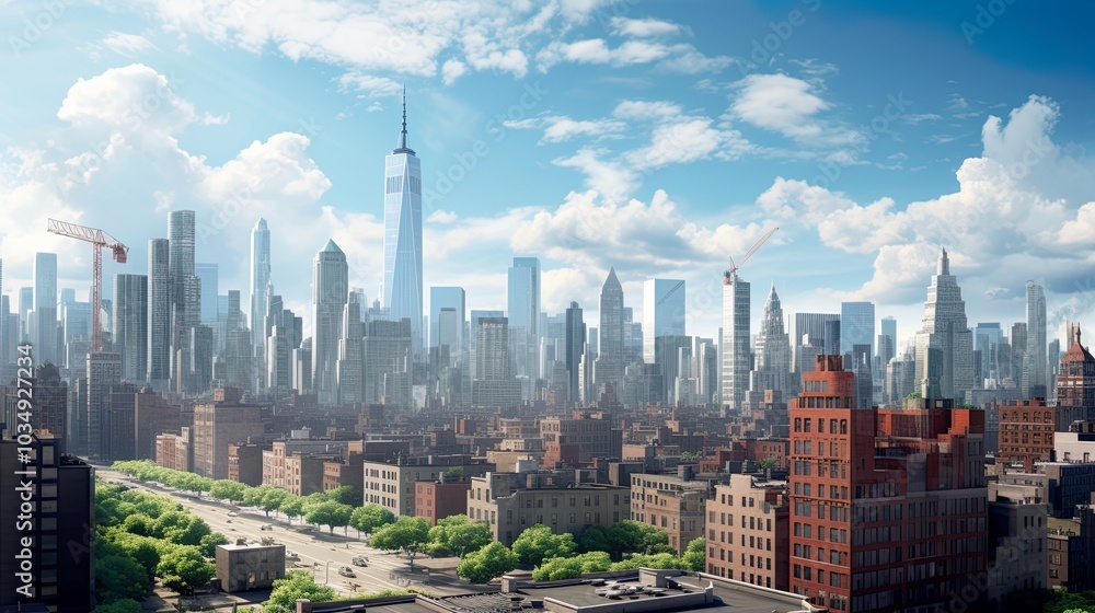 Naklejka premium mix urban cityscape scene development and real estate