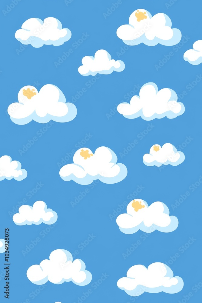 Fluffy white clouds drifting against a bright blue sky, creating a serene and pleasant atmosphere during the day Fluffy white clouds drifting against a bright blue sky, creating a serene and pleasant atmosphere during the day
