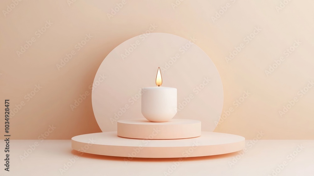 3D candle icon featuring minimalist design and simple geometric shapes 3D candle icon featuring minimalist design and simple geometric shapes