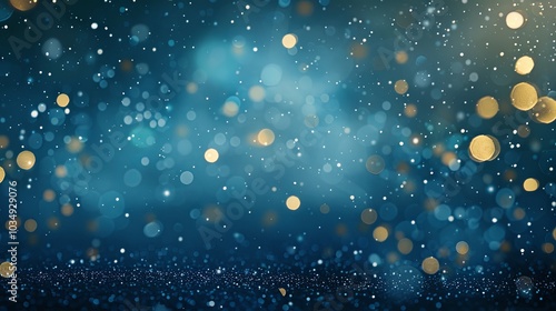 Magic night dark blue frame with sparkling glitter bokeh and light background