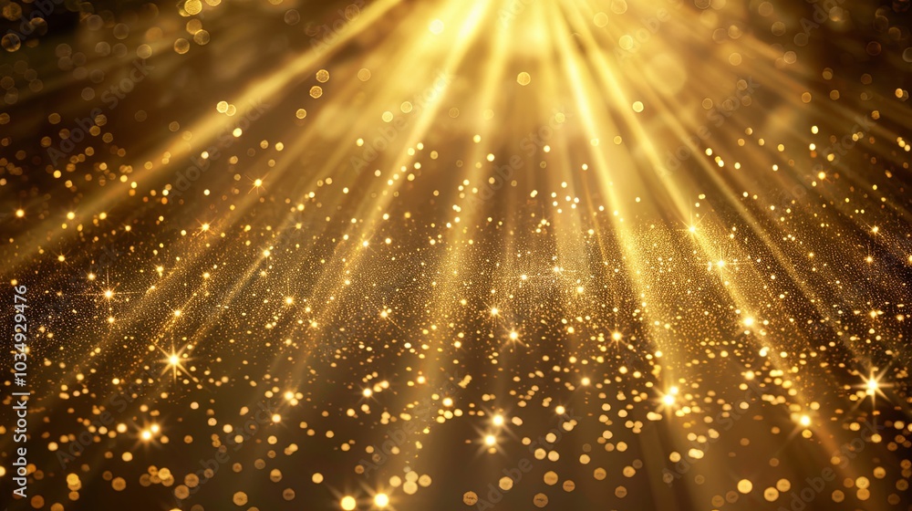 Gold lights rays scene background Gold lights rays scene background