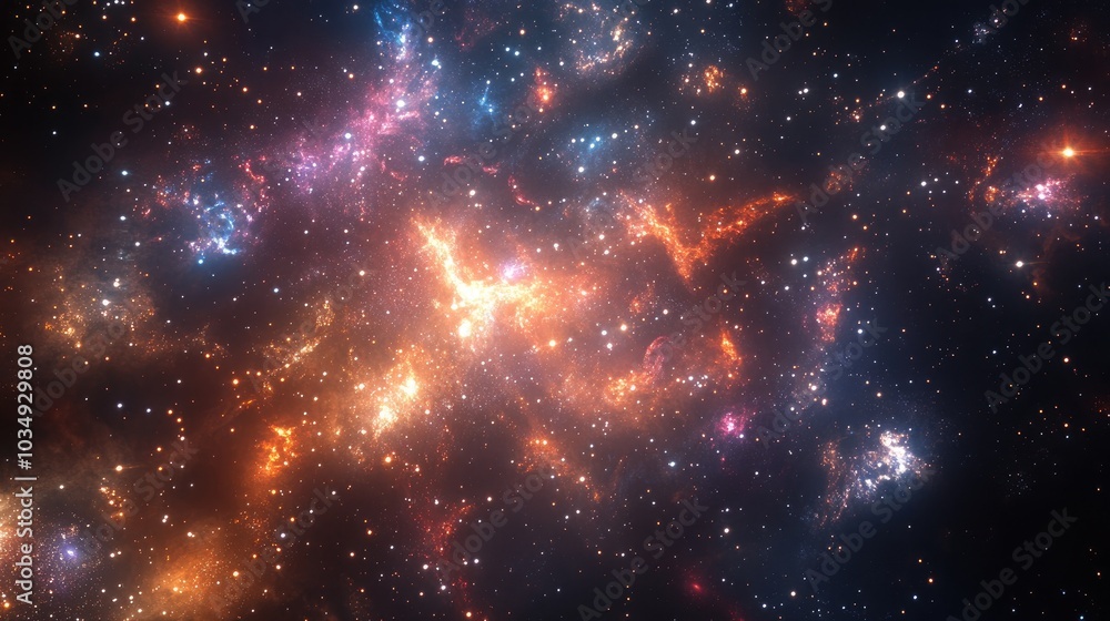 Abstract cosmic background featuring nebulae and galaxies in a vast outer space setting