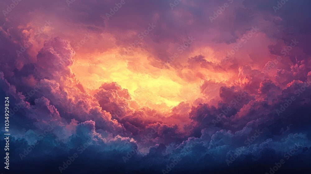 Dramatic Colorful Cloudy Sky With Picturesque Clouds Lit By Sunset Dramatic Colorful Cloudy Sky With Picturesque Clouds Lit By Sunset