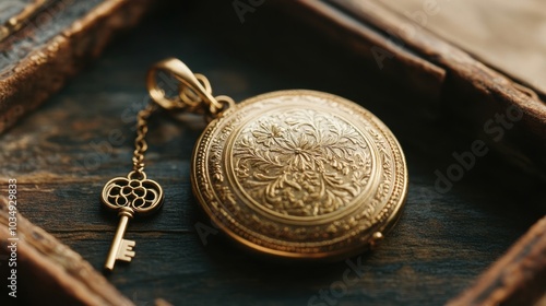 Elegant Antique Key and Locket Arrangement