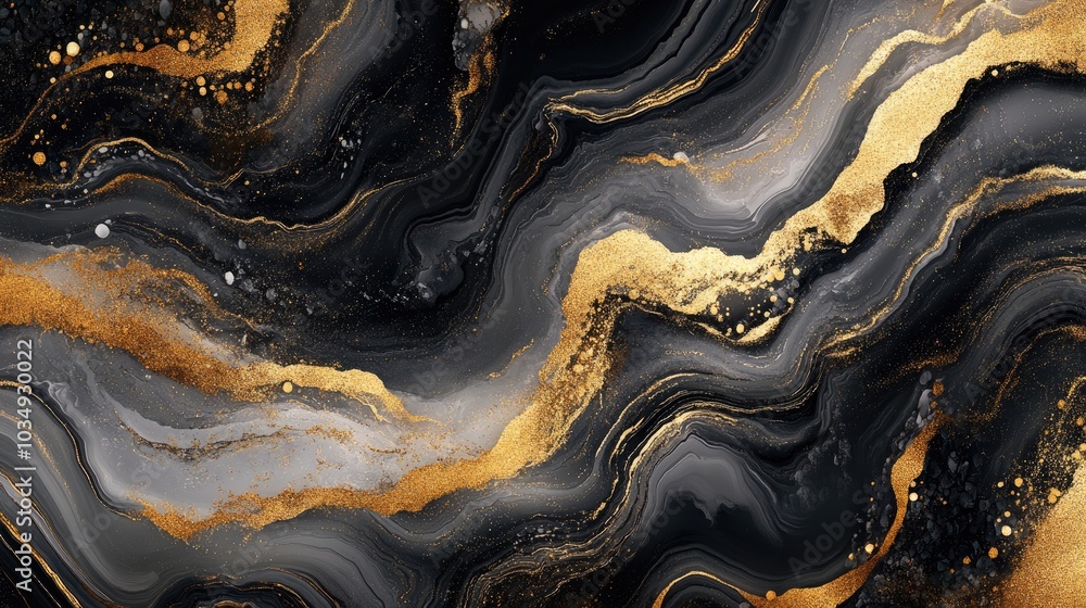 Abstract wave wallpaper featuring a creative blend of gold and black tones Abstract wave wallpaper featuring a creative blend of gold and black tones