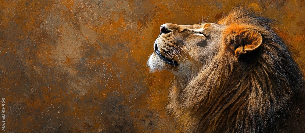 Naklejka premium A Male African Lion Just Sniffing The Air For Scent