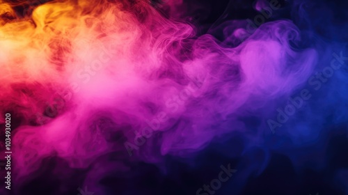 Vibrant abstract smoke burst on a dark backdrop featuring colorful steam and fog in a whimsical pink texture design