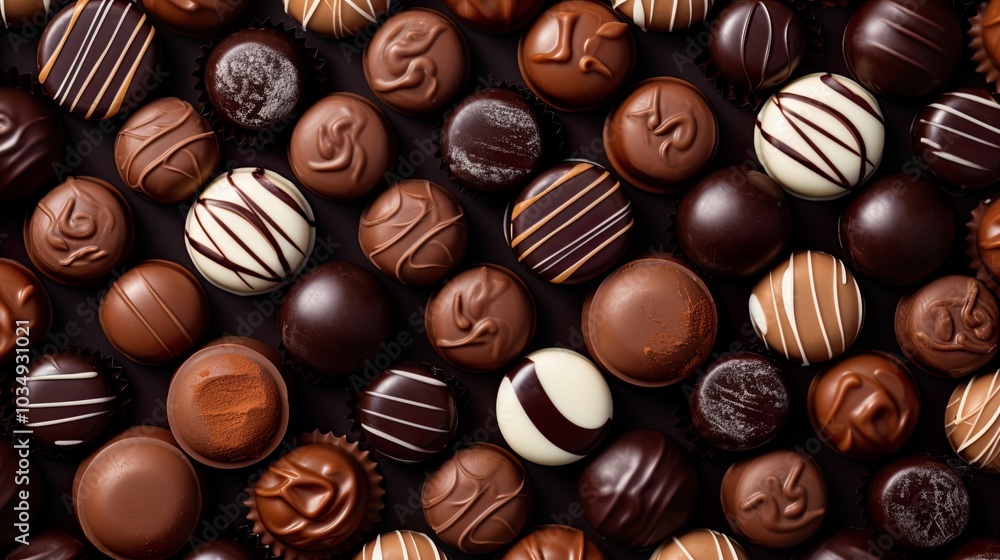 top view of variety chocolate pralines full Many different delicious chocolate background top view of variety chocolate pralines full Many different delicious chocolate background