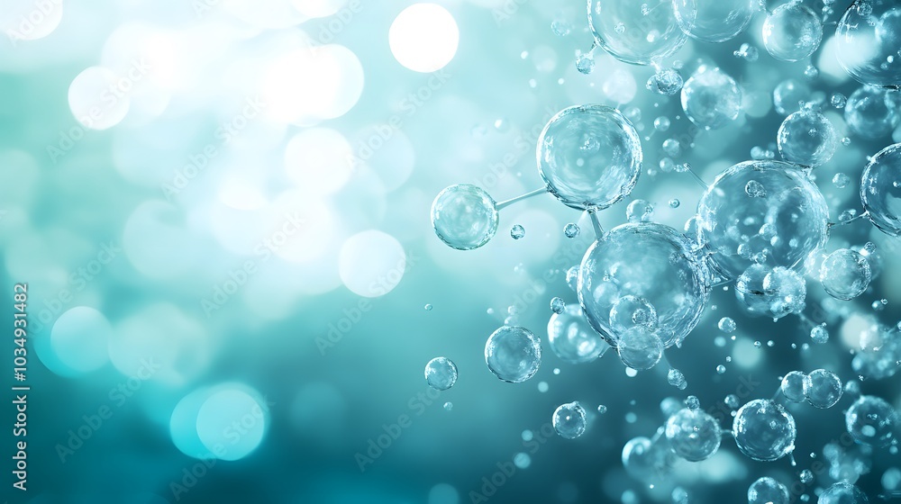 Abstract Representation of Molecules Floating in a Blue Liquid Abstract Representation of Molecules Floating in a Blue Liquid