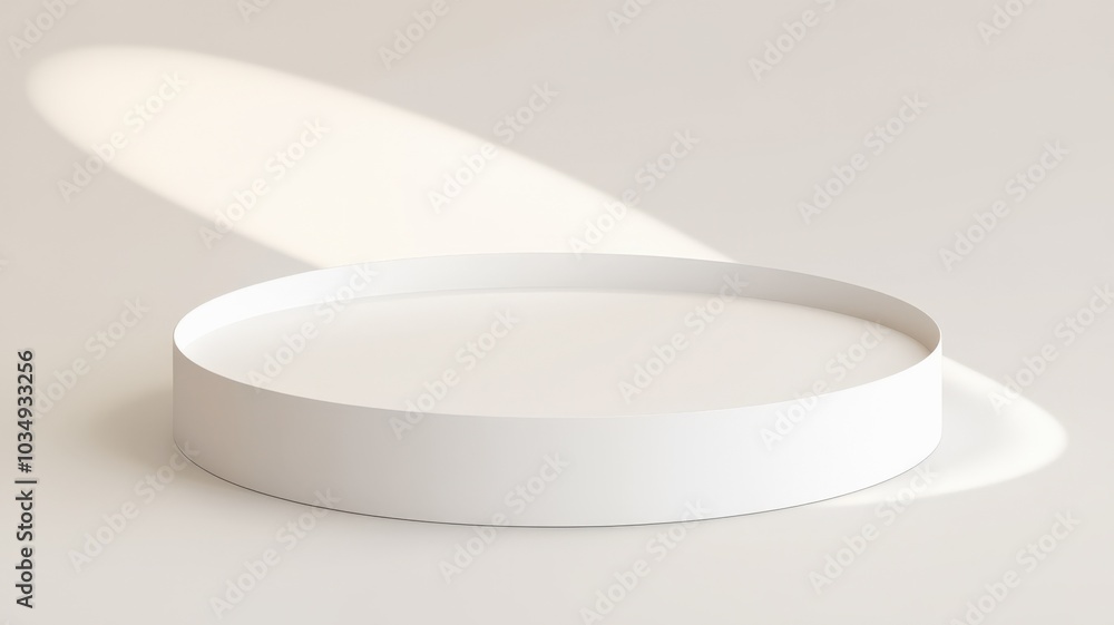 Minimalist white round podium mockup for presentations Minimalist white round podium mockup for presentations
