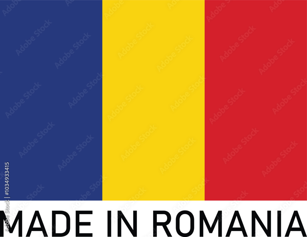 Fototapeta premium Made in Romania with Romania flag . Made in Romania label . Vector illustration