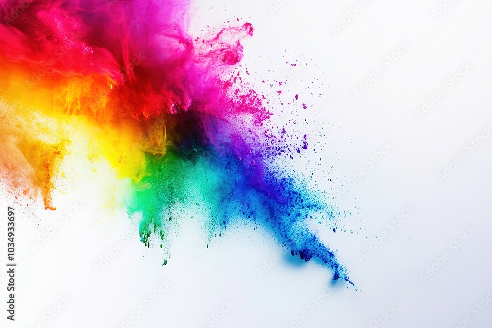 Obraz premium Explosion of colorful powder on white