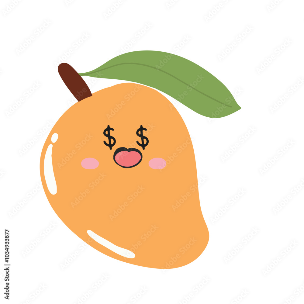 cute kawaii mango sticker emoticon isolated on white background. Cute and kawaii mangoes emoticon expression illustration set cute kawaii mango sticker emoticon isolated on white background. Cute and kawaii mangoes emoticon expression illustration set