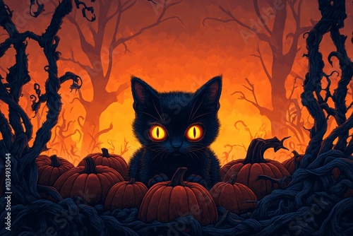 halloween background with pumpkin and bats