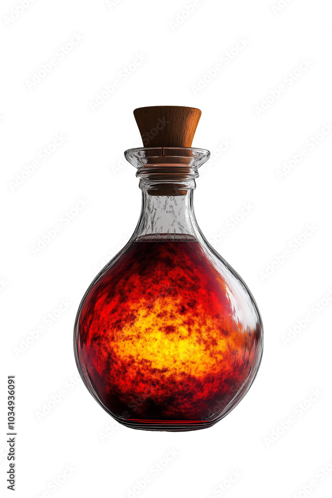 Magical Elixir Bottle with Fiery Glow on Transparent Background - Made with Generative AI Magical Elixir Bottle with Fiery Glow on Transparent Background - Made with Generative AI