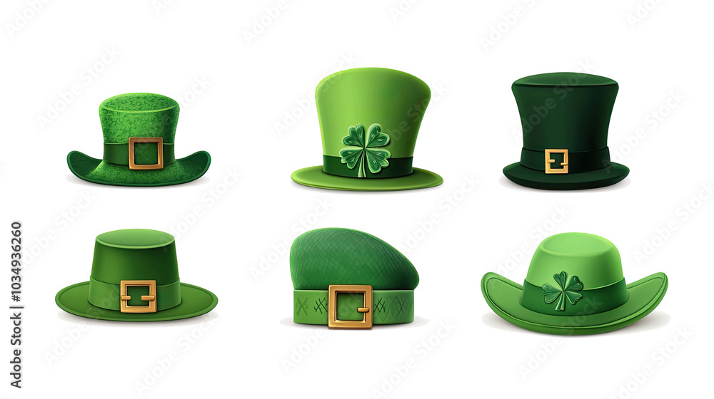 Collection of Festive St. Patrick's Day Hats for Celebrations Generative AI