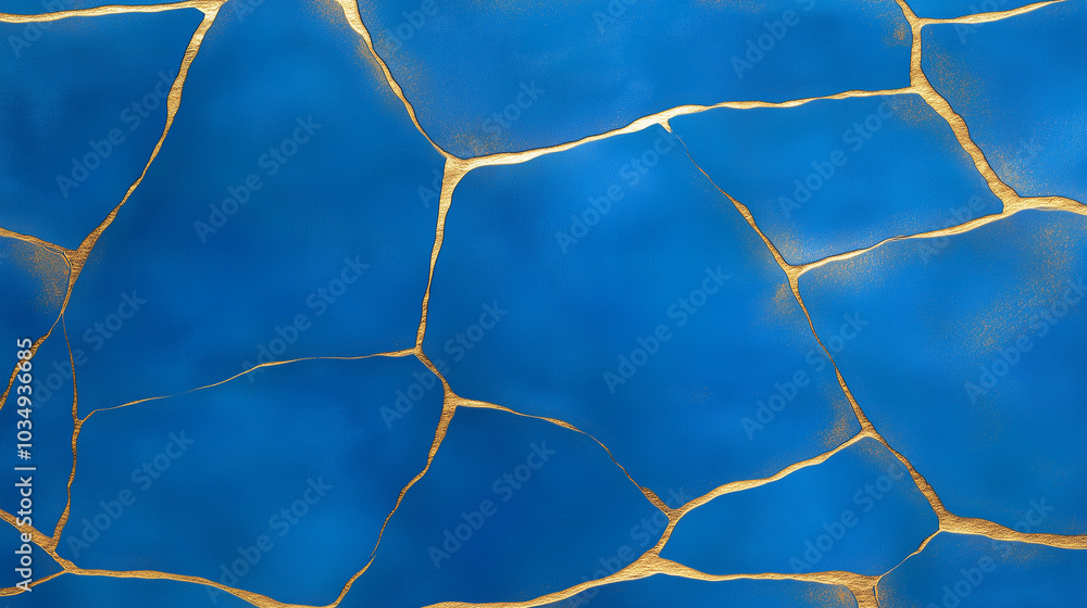 Golden Veins on Blue Canvas Golden Veins on Blue Canvas