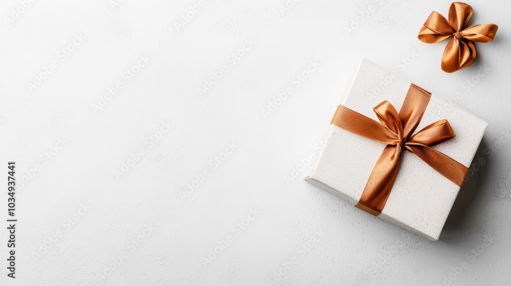 Elegant classic gift box with ribbon, isolated on white, perfect for adding your personalized message or text. Elegant classic gift box with ribbon, isolated on white, perfect for adding your personalized message or text.