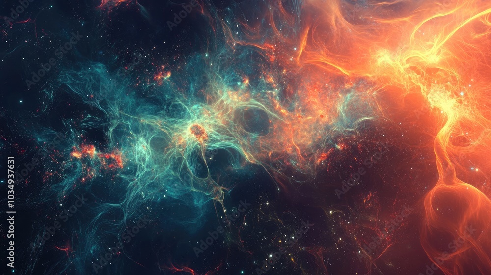 Surreal neural network pulsating with cosmic energy and abstract elements creating an enigmatic atmosphere Surreal neural network pulsating with cosmic energy and abstract elements creating an enigmatic atmosphere