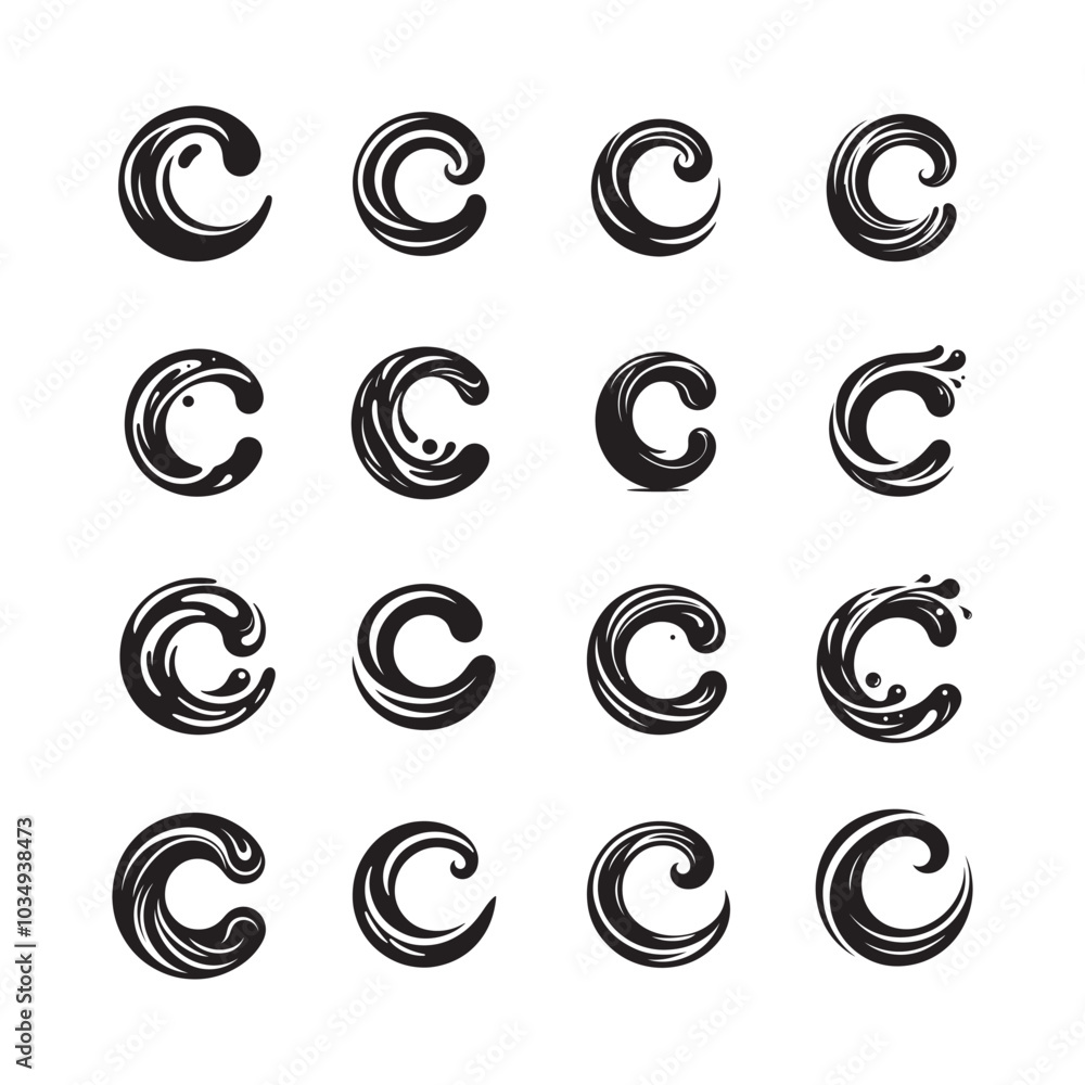 Abstract and Modern Alphabet Letter C Fluid Shape Silhouette Vector Logo Icons - Creative Collection for Branding, Graphic Design, and Artistic Typography Projects - Versatile Designs for Business Abstract and Modern Alphabet Letter C Fluid Shape Silhouette Vector Logo Icons - Creative Collection for Branding, Graphic Design, and Artistic Typography Projects - Versatile Designs for Business