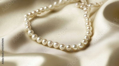 Elegant Pearls on Satin Background