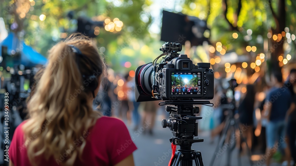 Camera operator at outdoor event shooting video Camera operator at outdoor event shooting video