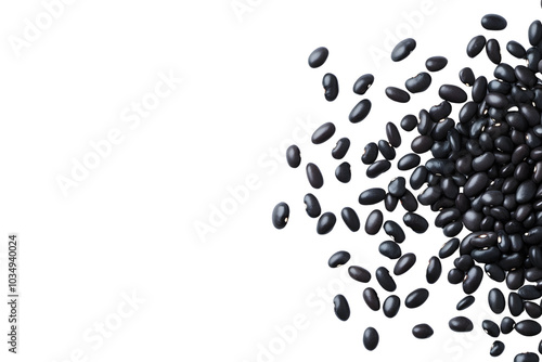 Black beans isolated on white background.