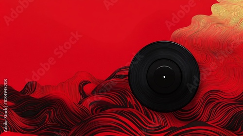 Wallpaper Mural Retro record music atmosphere red background illustration Torontodigital.ca