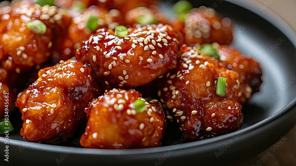 Close-up of crispy, sweet and savory chicken. This delicious food image is perfect for recipe blogs, social media posts, and cookbooks. Close-up of crispy, sweet and savory chicken. This delicious food image is perfect for recipe blogs, social media posts, and cookbooks.