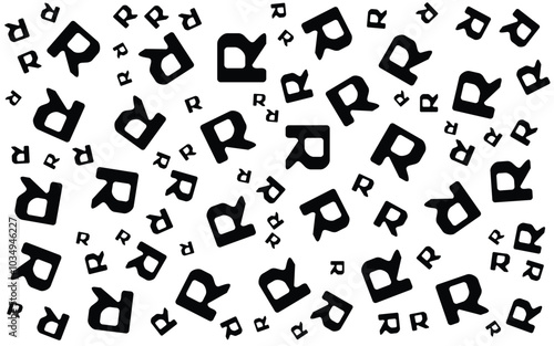 Alphabet Memphis Pattern Abstract Element Background with Black and white colors