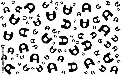 Alphabet Memphis Pattern Abstract Element Background with Black and white colors