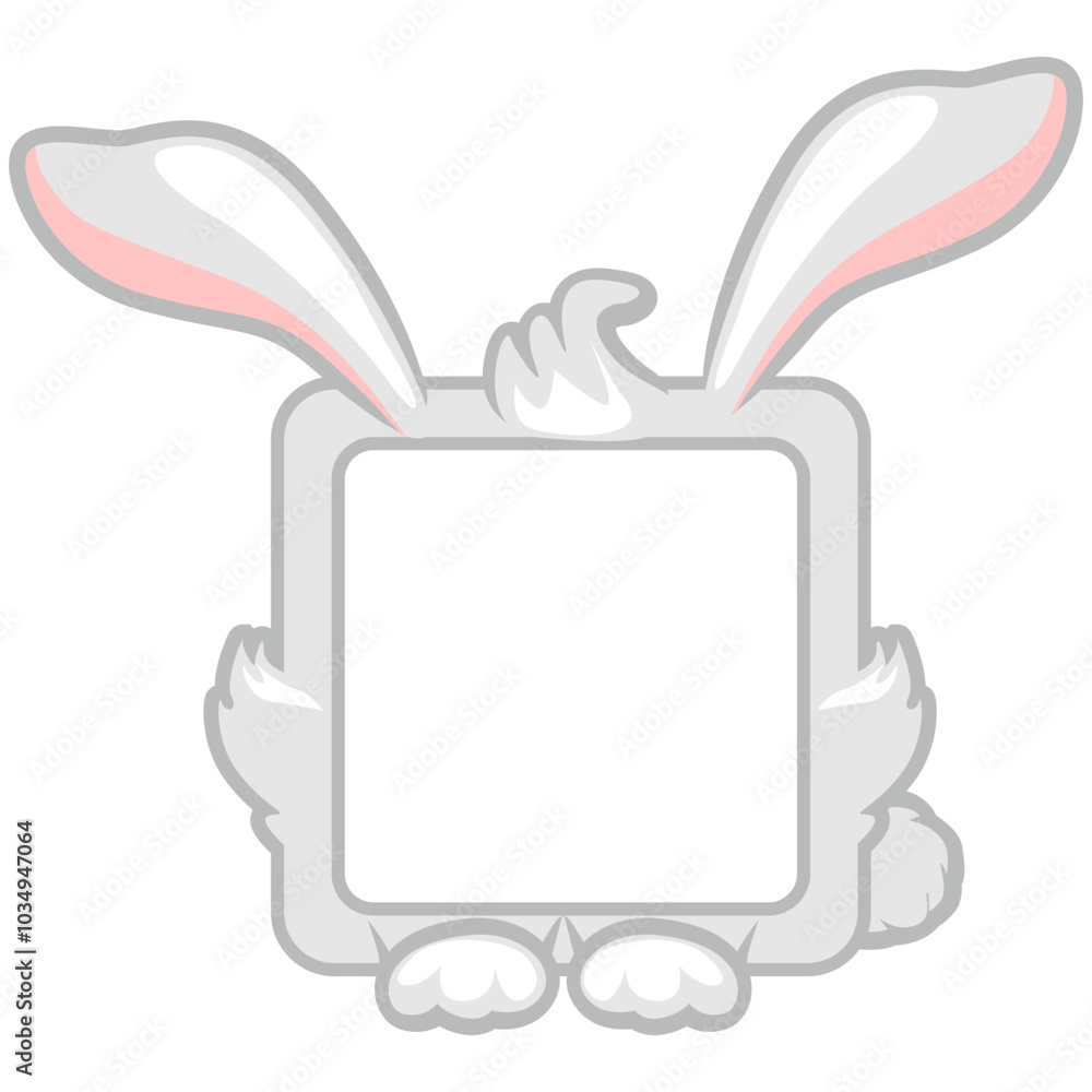 Cute square bunny or rabbit frame. Cartoon avatar for UI games. Empty animal frame for your kids decor, print or stickers Cute square bunny or rabbit frame. Cartoon avatar for UI games. Empty animal frame for your kids decor, print or stickers