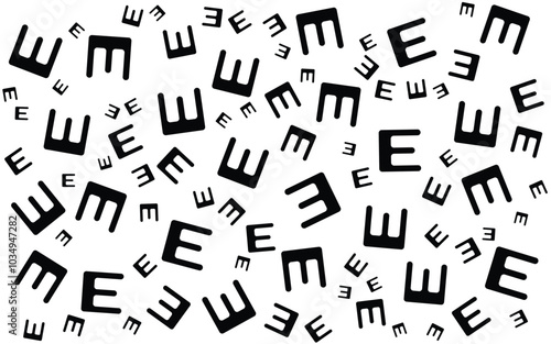 Alphabet Memphis Pattern Abstract Element Background with Black and white colors