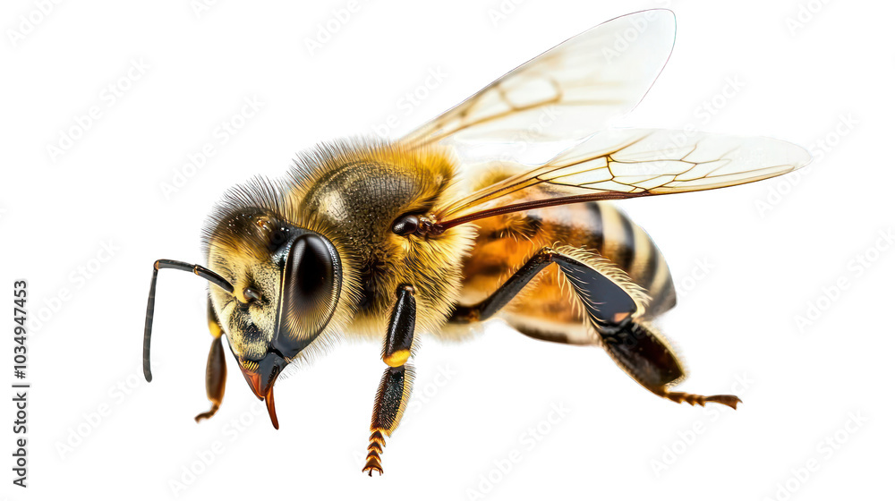 view of a honeybee with visible fuzz view of a honeybee with visible fuzz