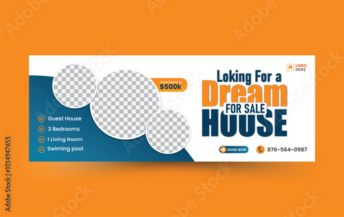 Real estate home sale social media Facebook cover design and web banner template
