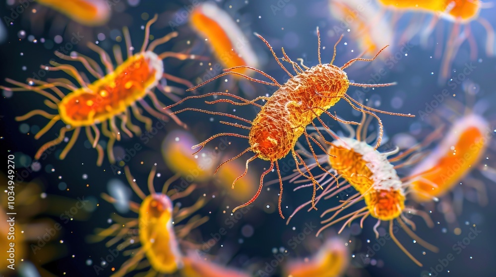 Obraz premium Ancient microbes under microscope reveal intricate cellular structures, showcasing their mysterious and ancient nature, ideal for scientific and educational content.