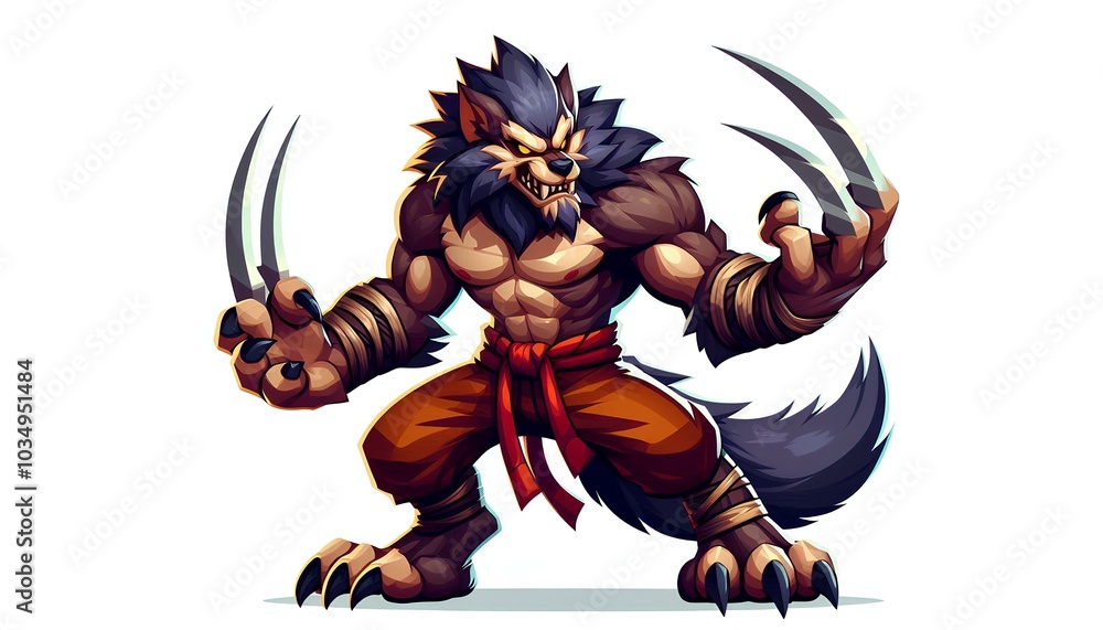 Fototapeta premium Clawed Hero The Werewolf Fighter in Action