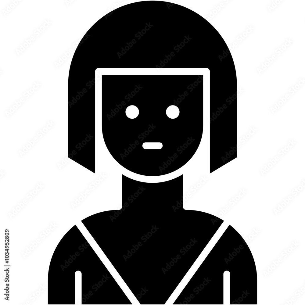 Vector Icon Girl, short hair, user, woman, profile Vector Icon Girl, short hair, user, woman, profile