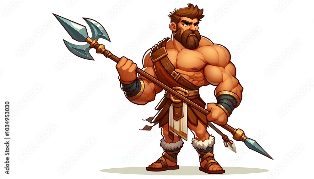 Dynamic Duel The Cartoon Muscular Fighter with a Spear Dynamic Duel The Cartoon Muscular Fighter with a Spear